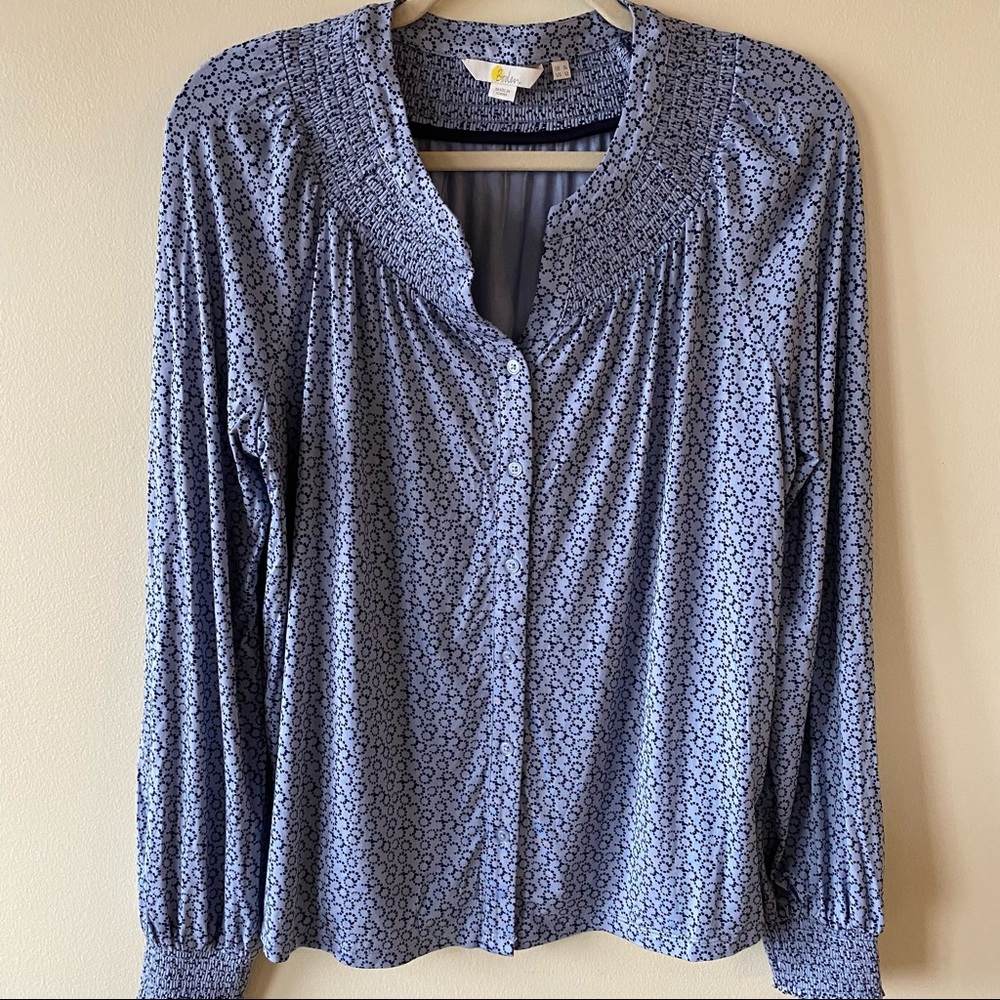 Boden Button Front Long Sleeve Top
